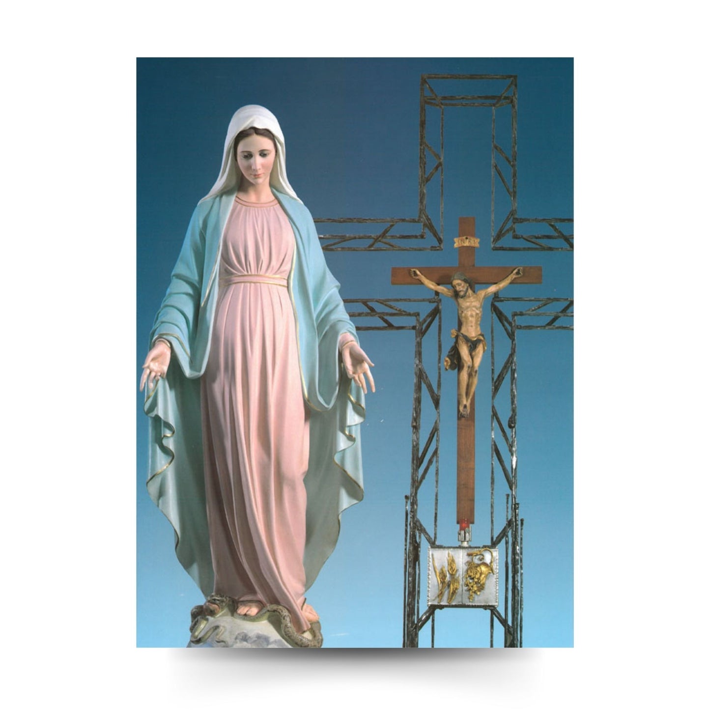 Foto beata Vergine Maria con crocifisso e tabernacolo cm 18x24
