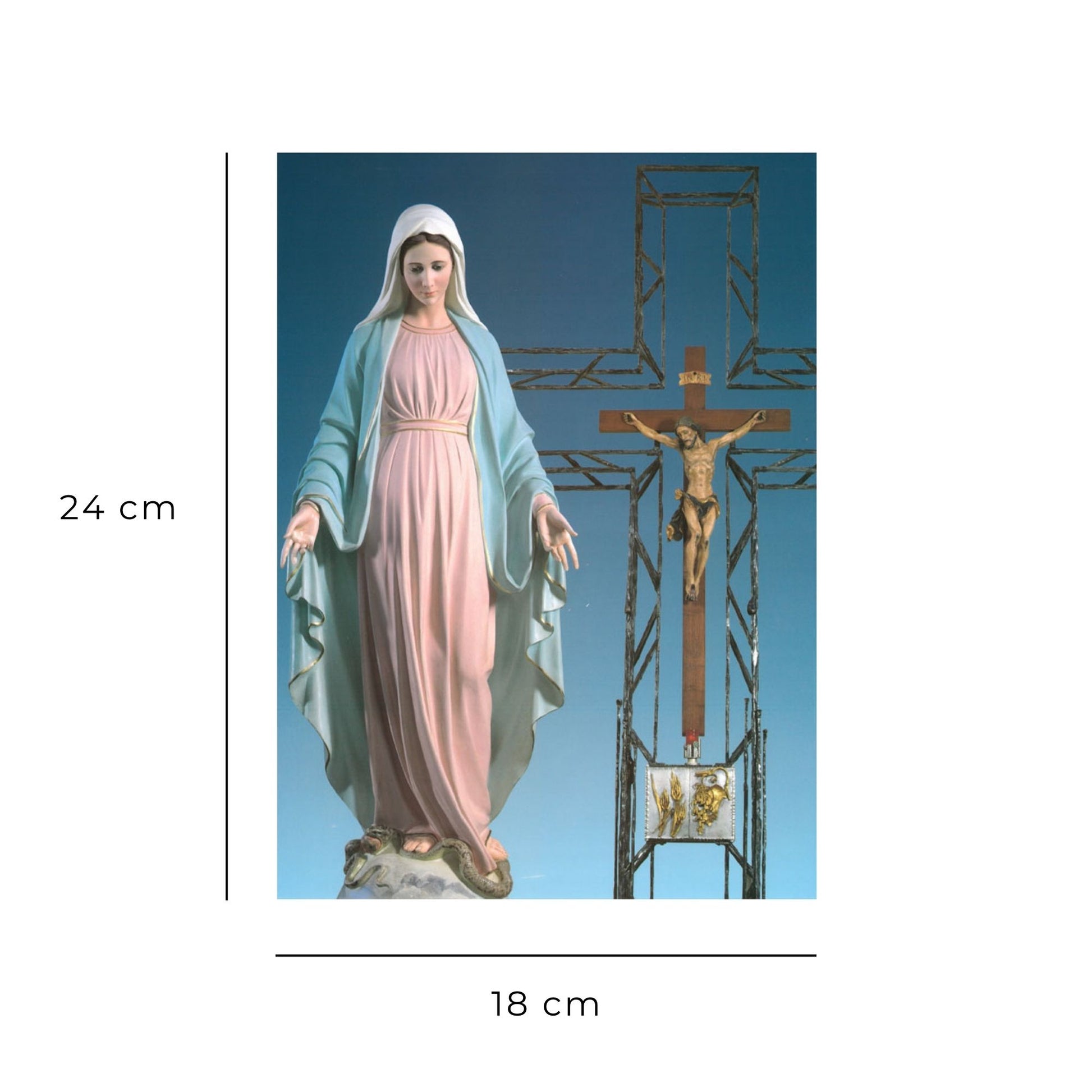 Foto beata Vergine Maria con crocifisso e tabernacolo cm 18x24