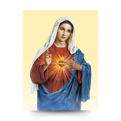Foto sacro cuore immacolato di Maria fondo giallo cm 18x24