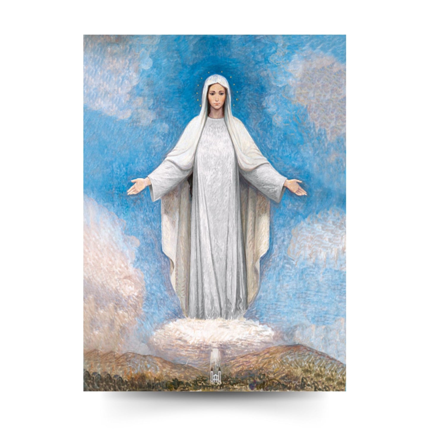 Foto Regina della pace di Medjugorje dipinto cm 18x24