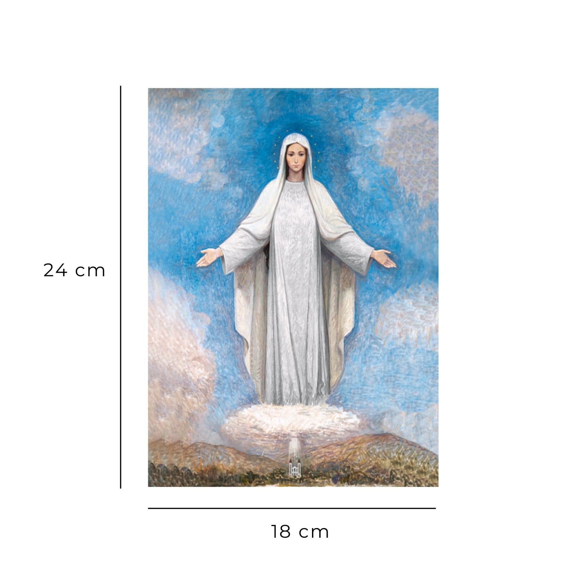 Foto Regina della pace di Medjugorje dipinto cm 18x24