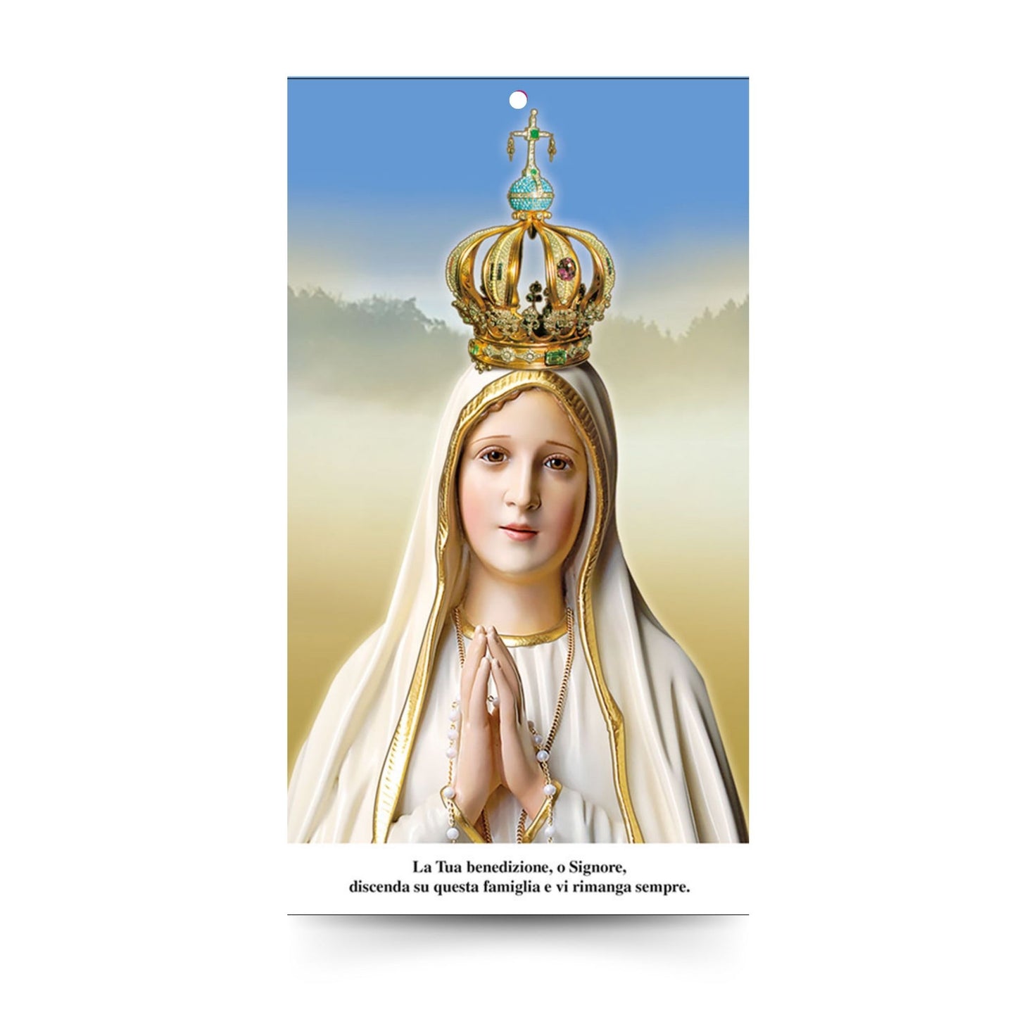 Foto Madonna di Fatima. Sul retro "Benedizione delle famiglie" cm 11,4x21,5
