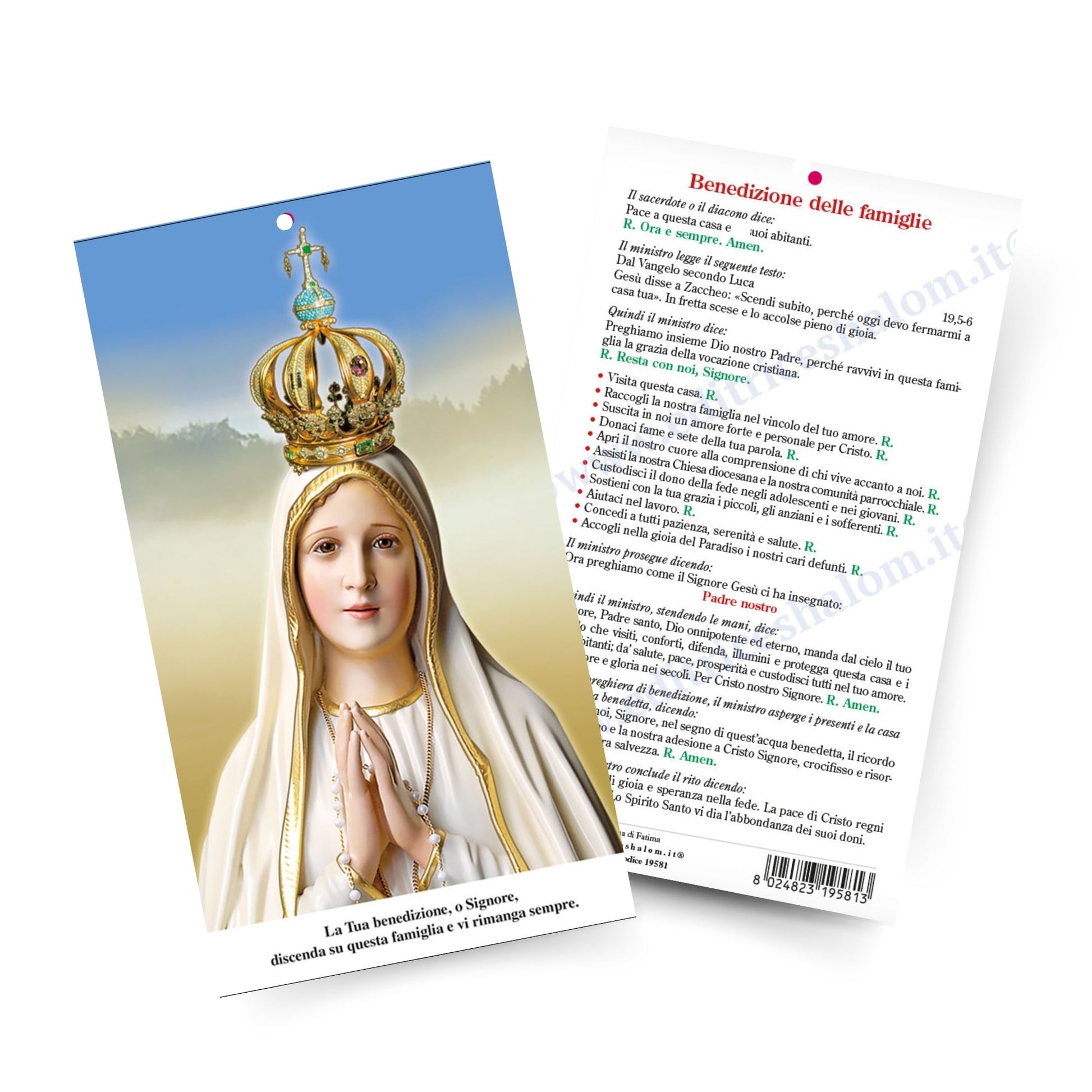 Foto Madonna di Fatima. Sul retro "Benedizione delle famiglie" cm 11,4x21,5