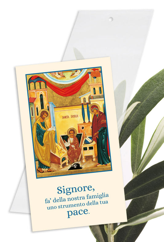 Busta porta ulivo per domenica delle Palme con cartolina Santa Famiglia e Benedizione delle Famiglie