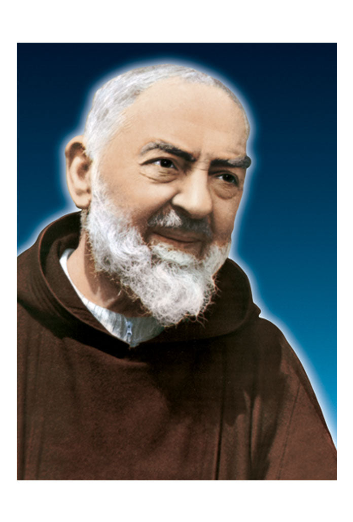 Santino san Pio. Sul retro "Coroncina Sacro Cuore di Gesù" di san Pio da Pietrelcina.