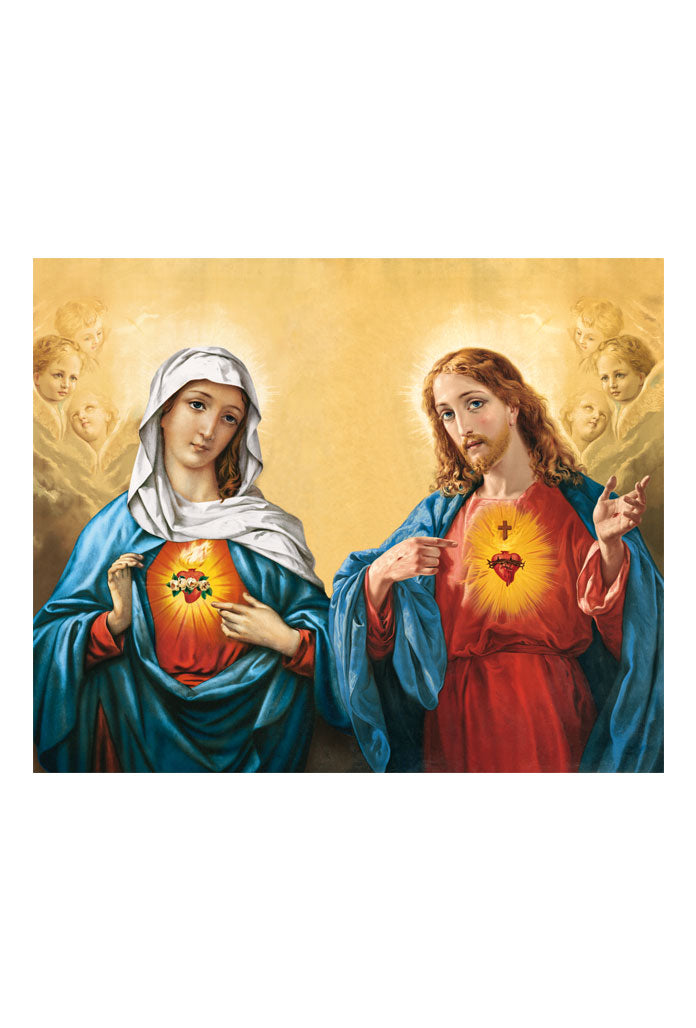 Santino sacri cuori di Gesù e Maria. Retro bianco