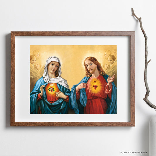 Foto sacri cuori di Gesù e Maria cm 24x18