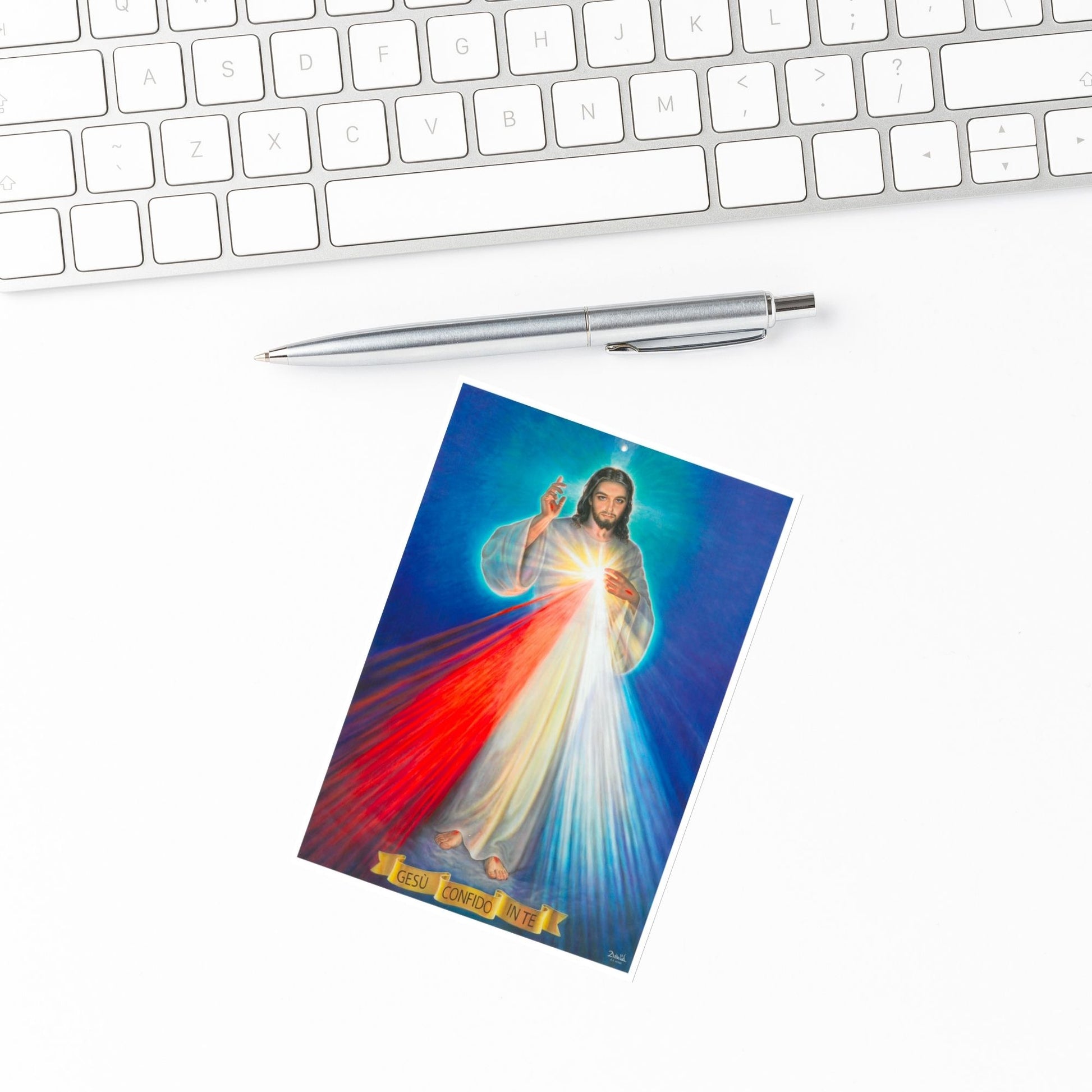 Foto Gesù Misericordioso. Retro "La festa della Divina Misericordia e la coroncina alla Divina Misericordia" cm 21x30