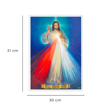 Foto Gesù Misericordioso. Retro "La festa della Divina Misericordia e la coroncina alla Divina Misericordia" cm 21x30