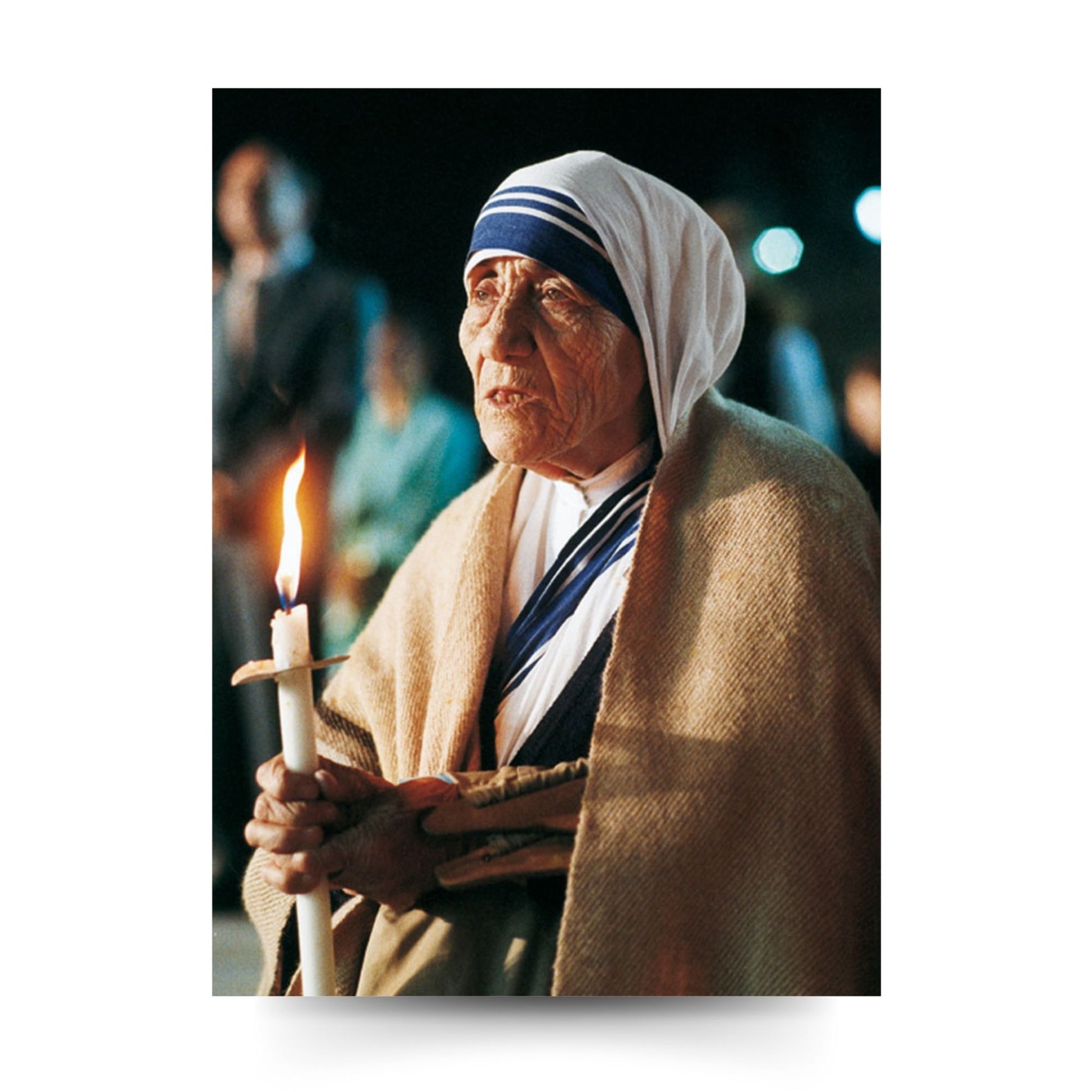 Foto madre Teresa con candela cm 18x24