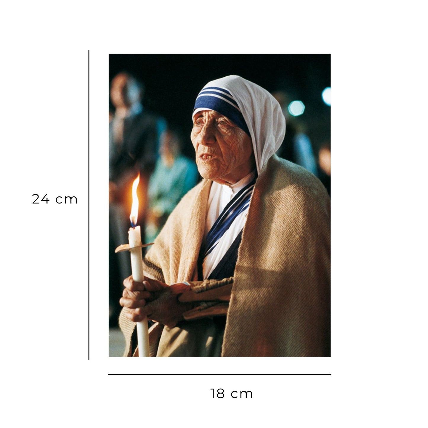 Foto madre Teresa con candela cm 18x24