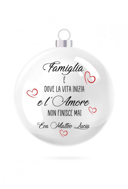 Pallina di Natale in porcellana bianca da personalizzare. Diametro 8 cm