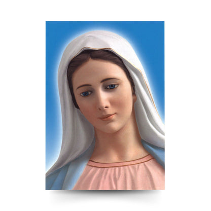 Cartolina beata Vergine Maria frontale. Sul retro "Consacrazione a Cristo  per mezzo di Maria" 