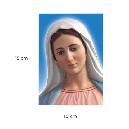 Cartolina beata Vergine Maria frontale. Sul retro "Consacrazione a Cristo  per mezzo di Maria" 