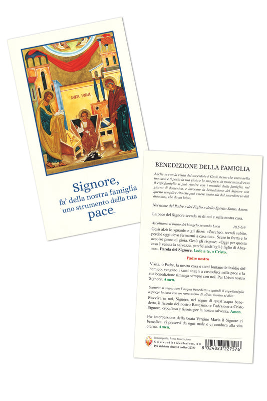 Busta porta ulivo per domenica delle Palme con cartolina Santa Famiglia e Benedizione delle Famiglie