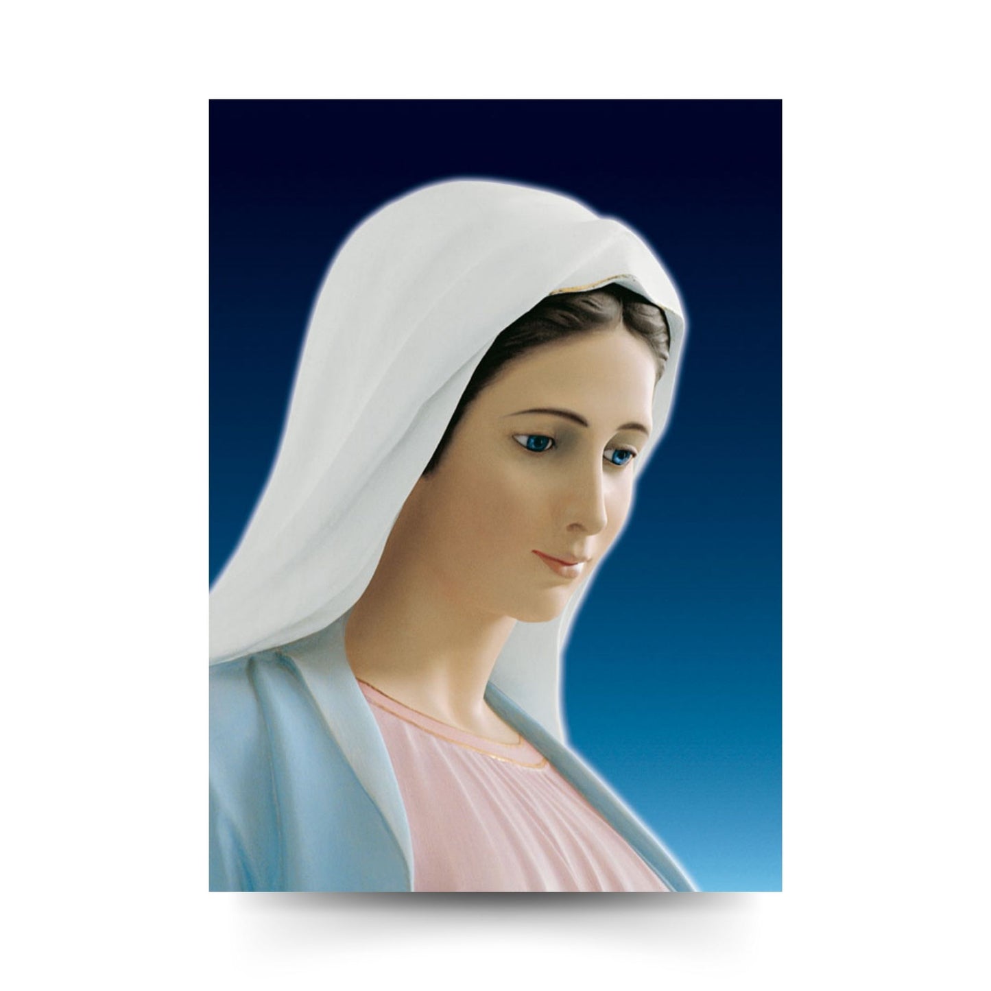 Cartolina beata Vergine Maria profilo. Sul retro "Le tue cinque pietre" 