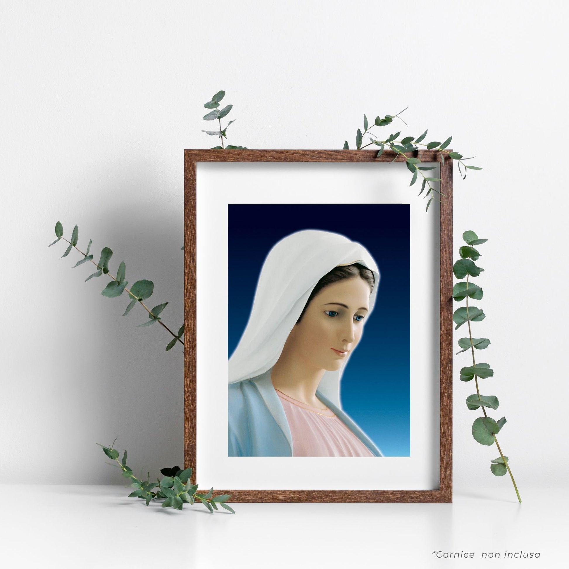 Cartolina beata Vergine Maria profilo. Sul retro "Le tue cinque pietre" 