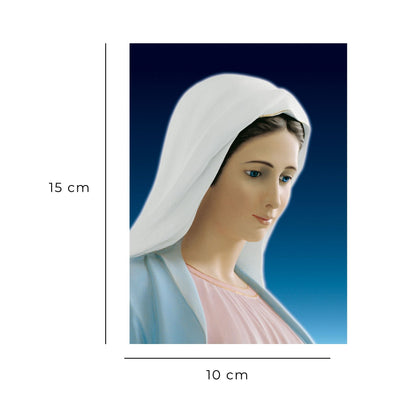 Cartolina beata Vergine Maria profilo. Sul retro "Tre ave Maria"