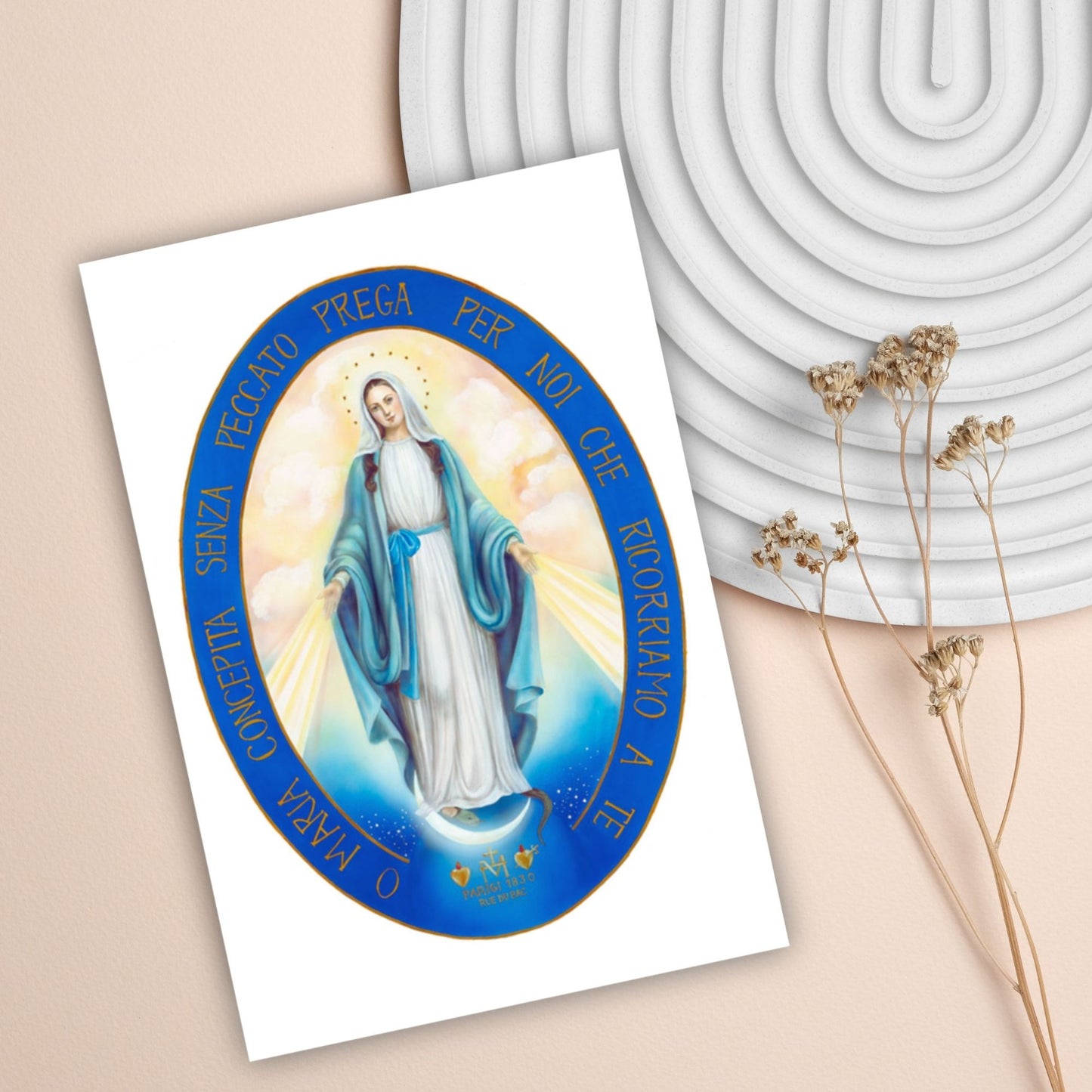 Cartolina Medaglia Miracolosa. Sul retro "Consacrazione alla Vergine della Medaglia Miracolosa"