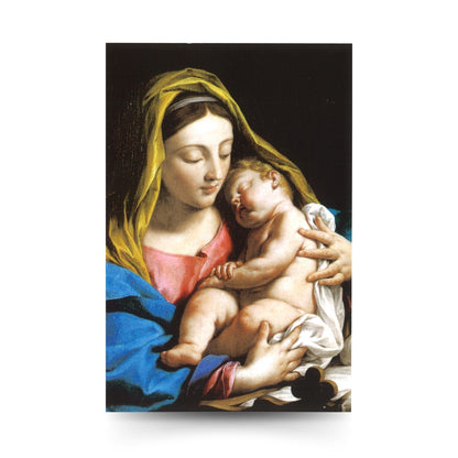 Cartolina Vergine e Gesù Bambino. Sul retro "Brevi formule di consacrazione"