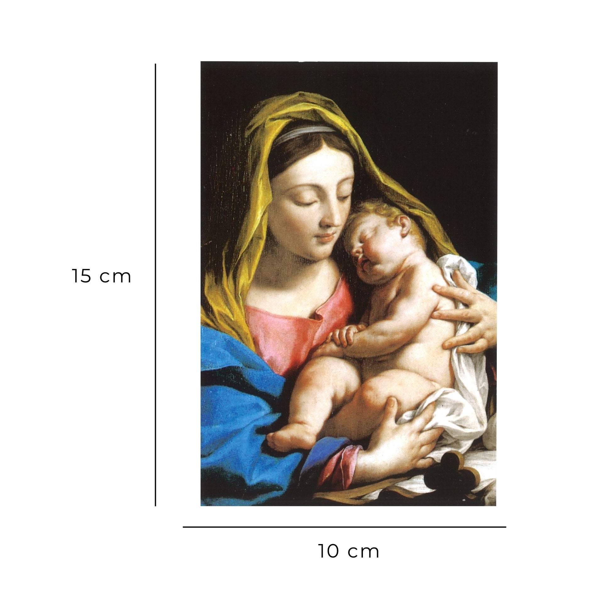 Cartolina Vergine e Gesù Bambino. Sul retro "Brevi formule di consacrazione"