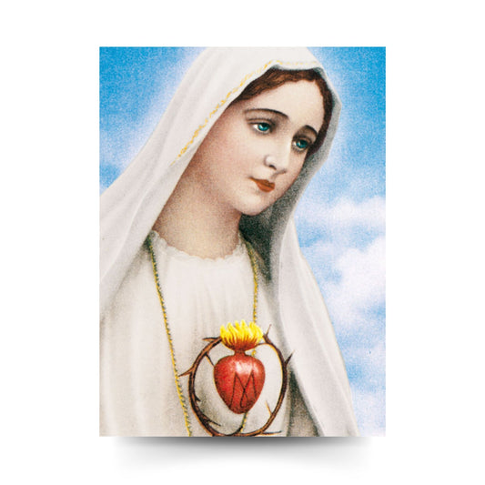Cartolina cuore immacolato di Maria. Sul retro "Consacrazione al cuore immacolato della beata Vergine Maria di Fatima"