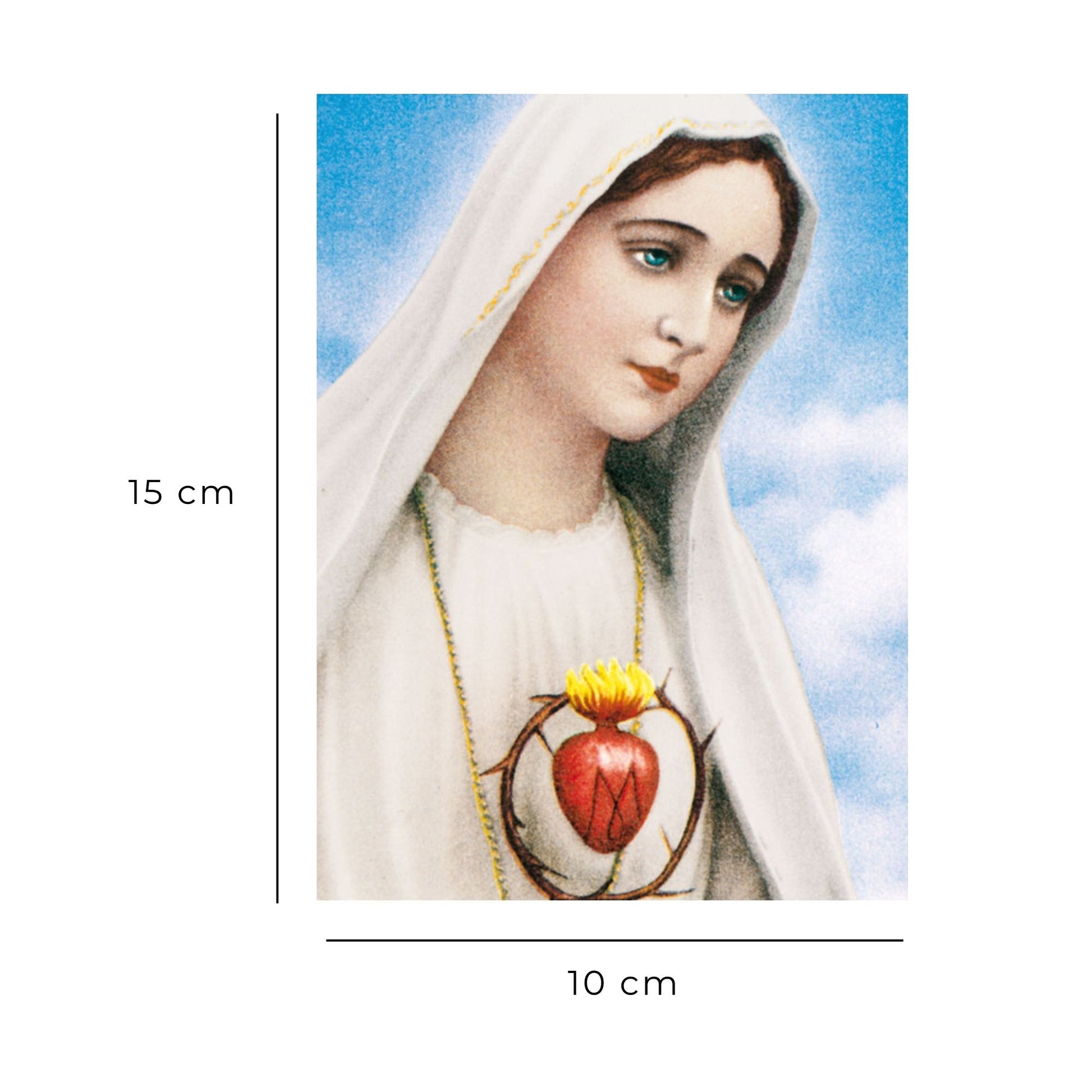 Cartolina cuore immacolato di Maria. Sul retro "Consacrazione al cuore immacolato della beata Vergine Maria di Fatima"