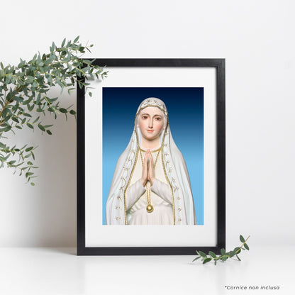 Cartolina Madonna di Fatima. Sul retro "Consacrazione a Maria del santuario di San Vittorino Roma"