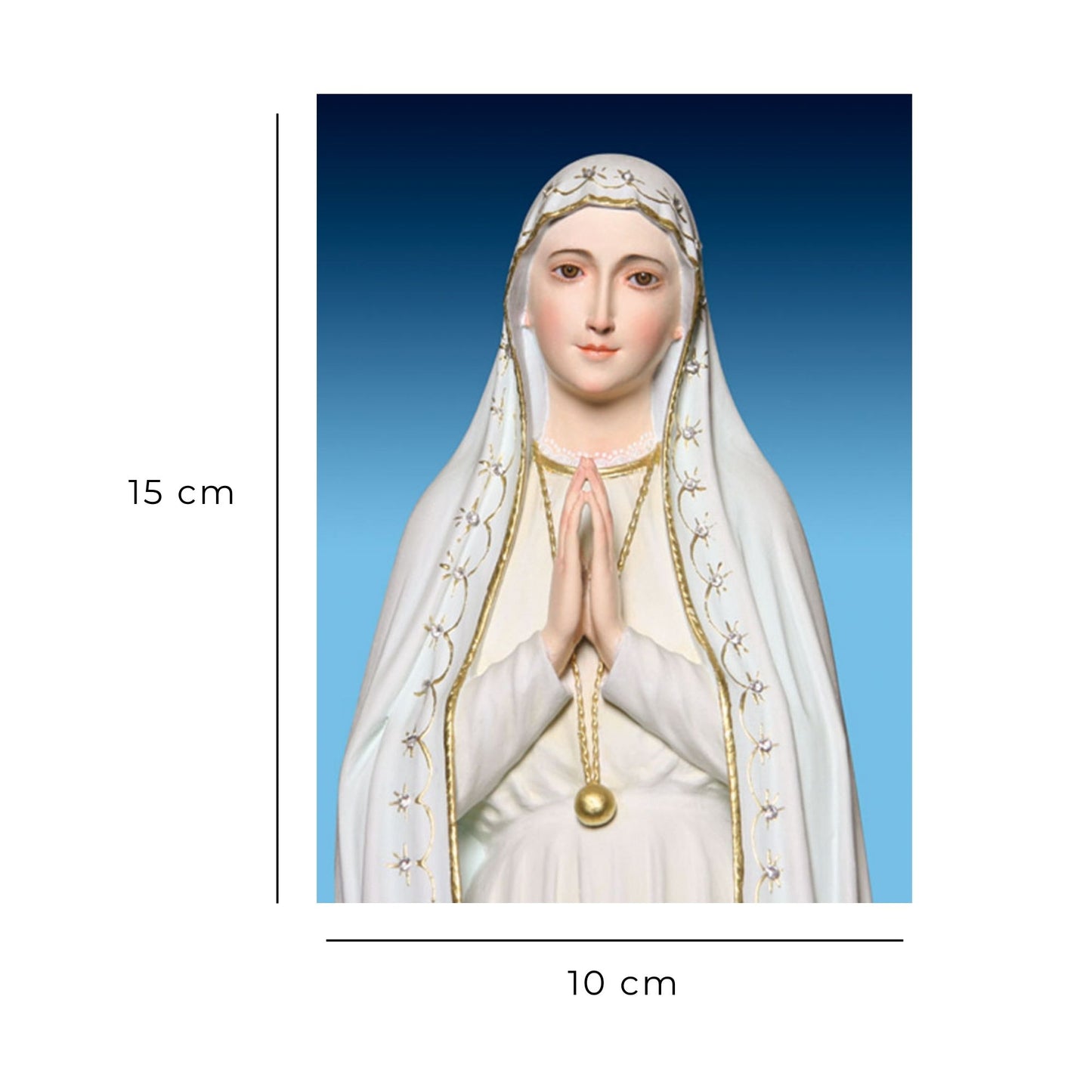 Cartolina Madonna di Fatima. Sul retro "Consacrazione a Maria del santuario di San Vittorino Roma"