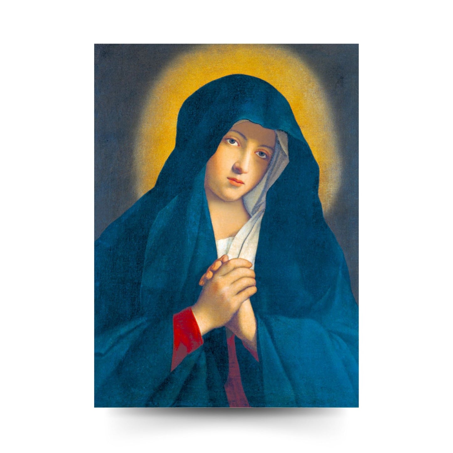 Cartolina Vergine Maria addolorata. Sul retro "Consacrazione al cuore addolorato di Maria"