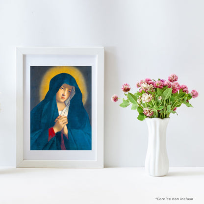 Cartolina Vergine Maria addolorata. Sul retro "Consacrazione al cuore addolorato di Maria"