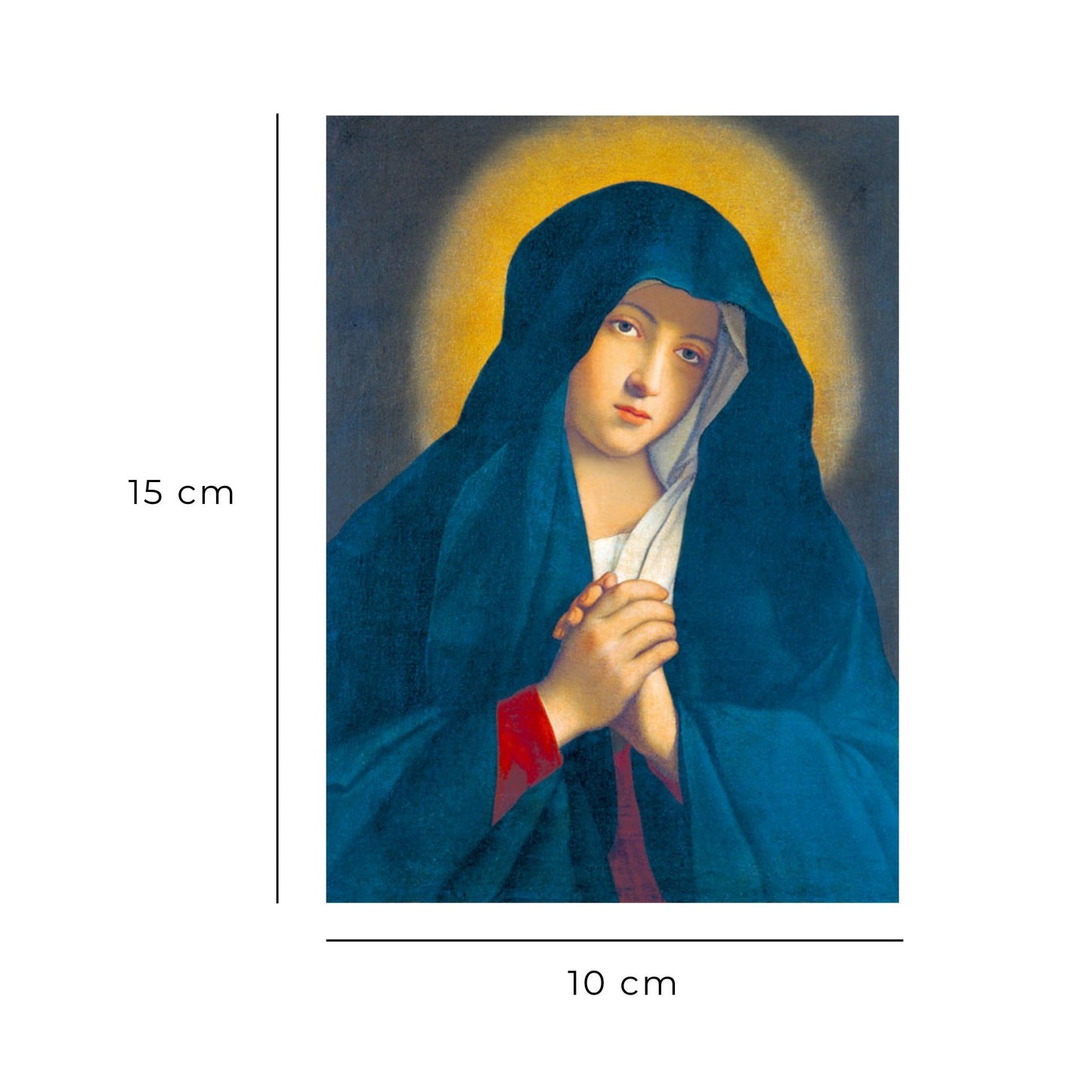 Cartolina Vergine Maria addolorata. Sul retro "Consacrazione al cuore addolorato di Maria"