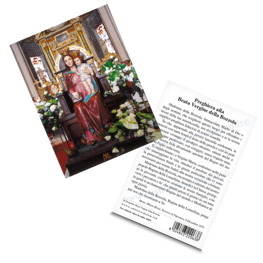 Cartolina beata Vergine della Bozzola. Sul retro "Preghiera alla beata Vergine della Bozzola"