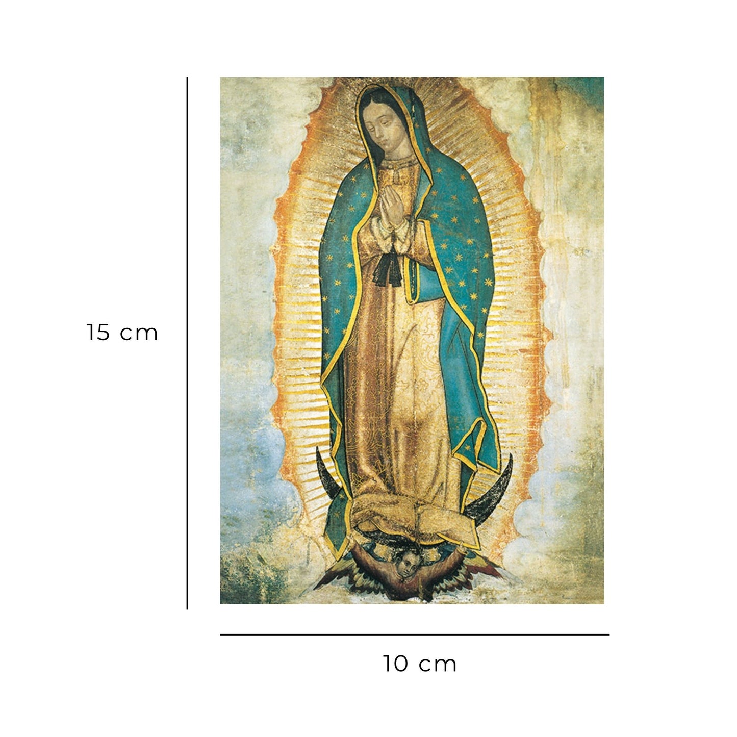 Cartolina icona Madonna di Guadalupe. Sul retro "Santa Maria di Guadalupe prega per la nostra nazione"