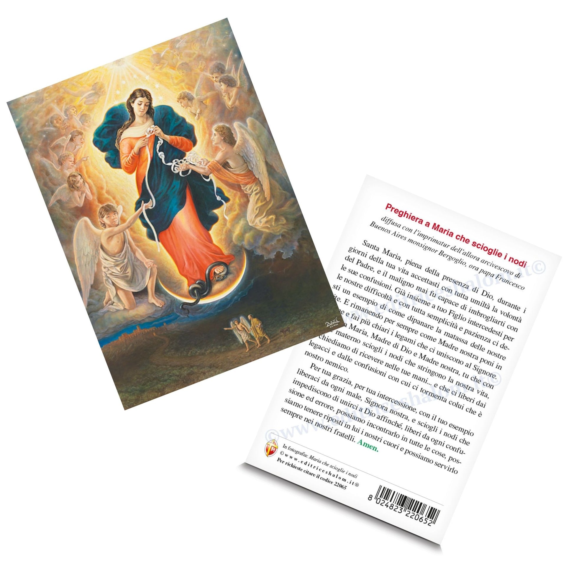 Cartolina Maria che scioglie i nodi Kownacki Dawid. Sul retro "Preghiera a Maria che scioglie i nodi"