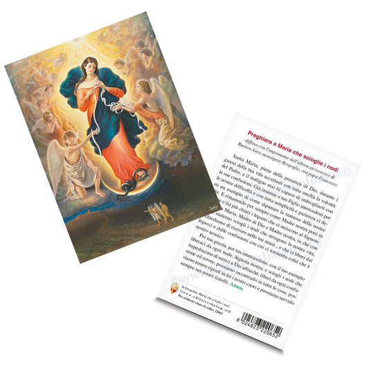 Cartolina Maria che scioglie i nodi Kownacki Dawid. Sul retro "Preghiera a Maria che scioglie i nodi"