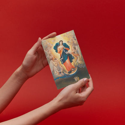 Cartolina Maria che scioglie i nodi Kownacki Dawid. Sul retro "Preghiera a Maria che scioglie i nodi"