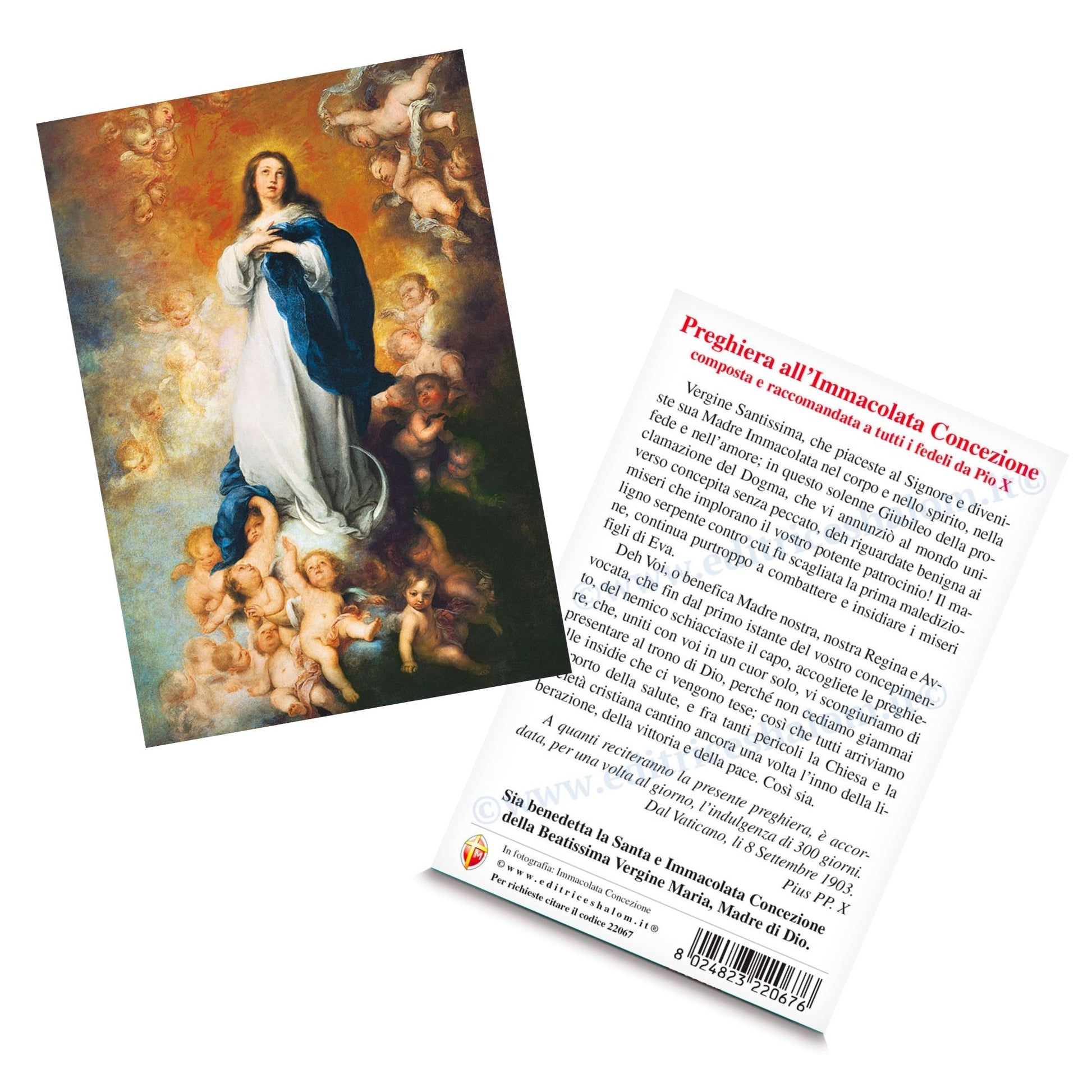 Cartolina Assunta. Sul retro "Preghiera all'Immacolata Concezione di Pio X"