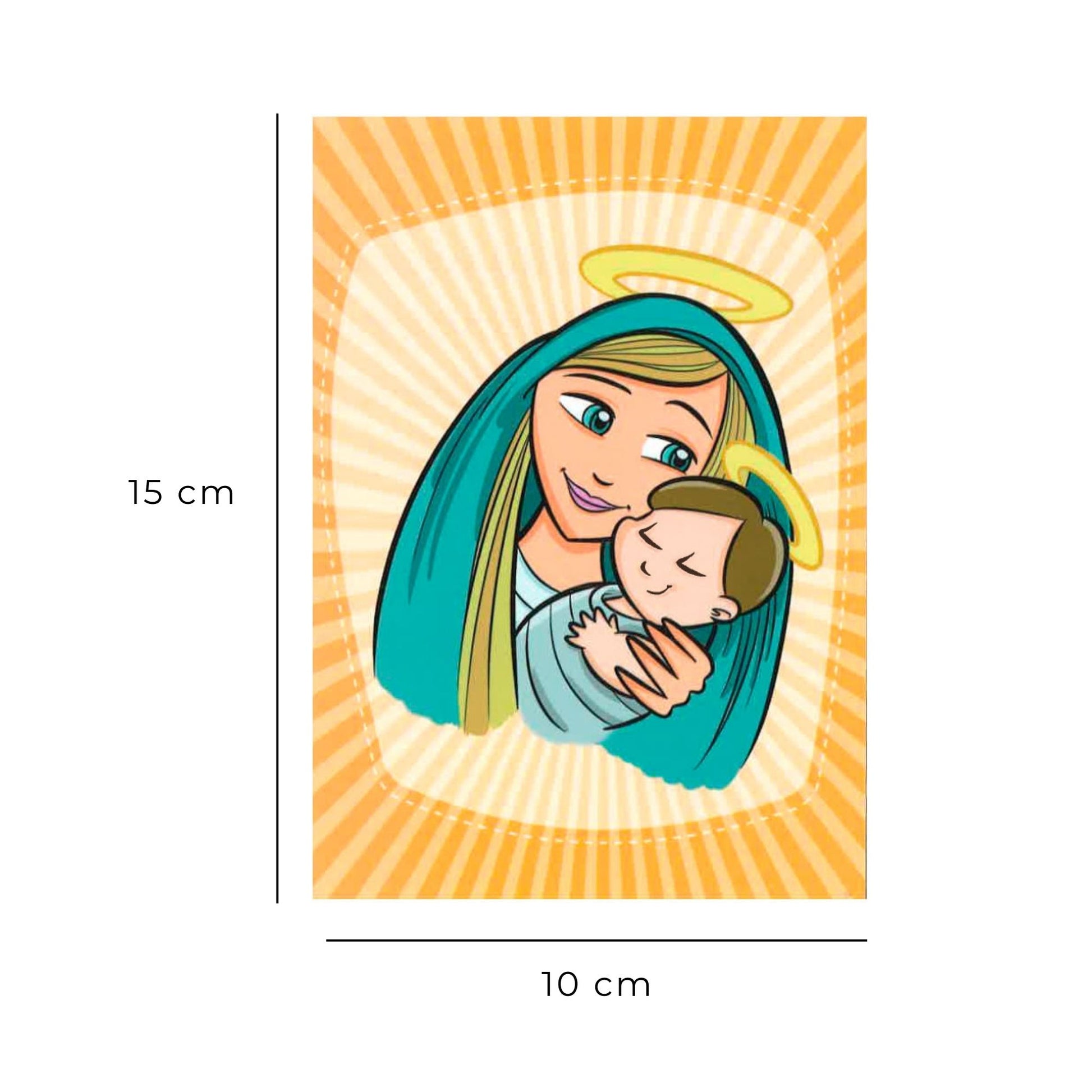 Cartolina Madonna con bambino - linea bimbo. Sul retro preghiera "Ave Maria.."