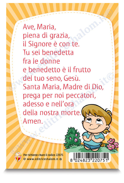 Cartolina Madonna con bambino - linea bimbo. Sul retro preghiera "Ave Maria.."