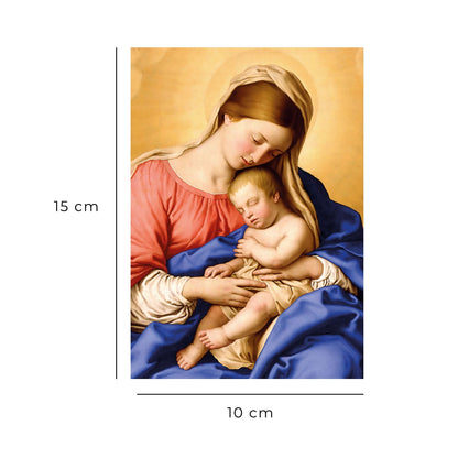 Cartolina Madonna con Bambino. Sul retro preghiera "Sotto la Tua protezione...", raccomandata da Papa Francesco