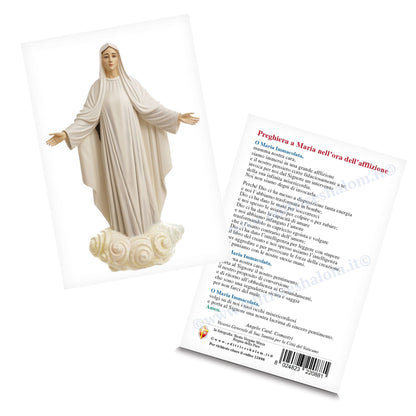 Cartolina Regina della Pace con preghiera a Maria nell'ora dell'afflizione