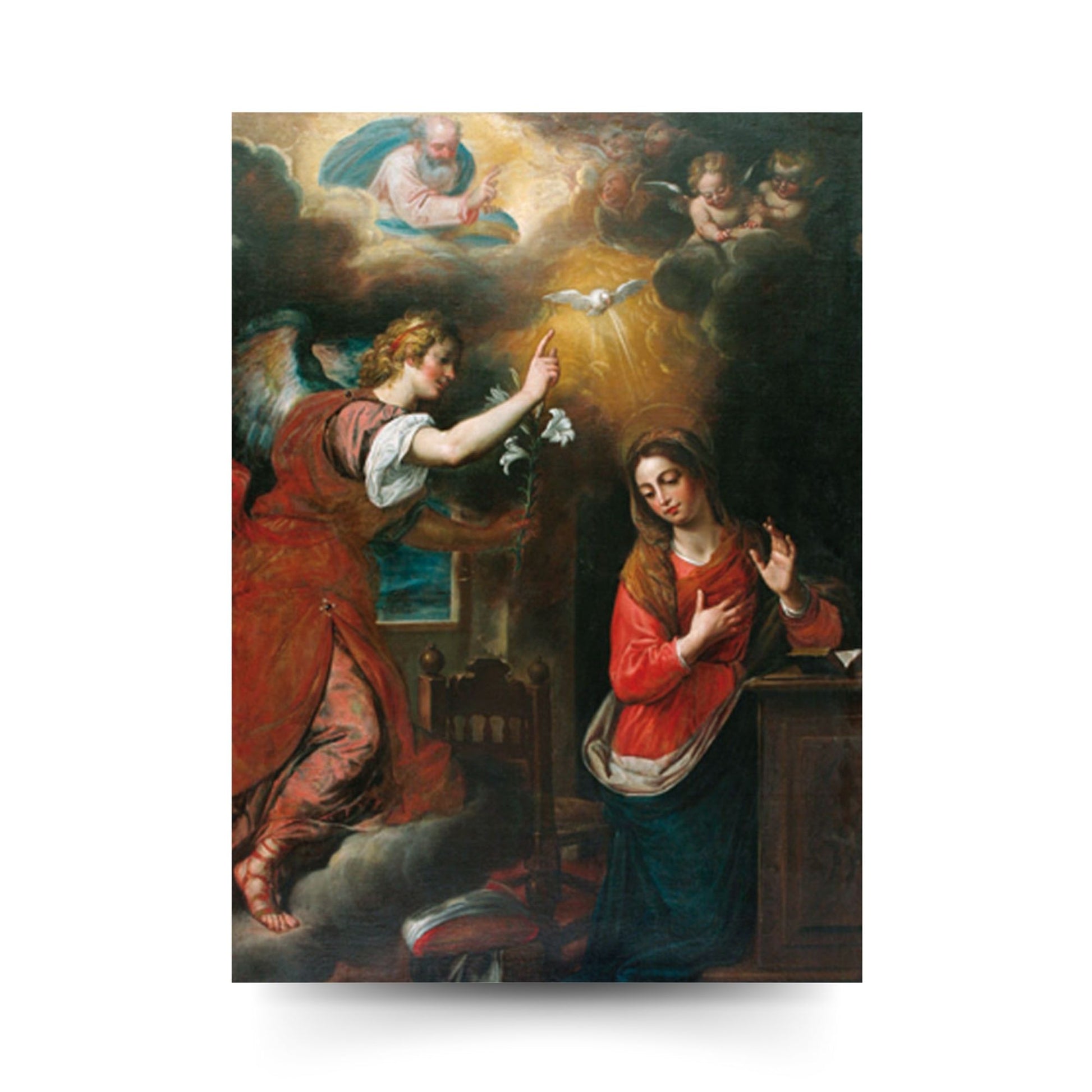Cartolina annunciazione del Signore. Sul retro "Angelus Domini"