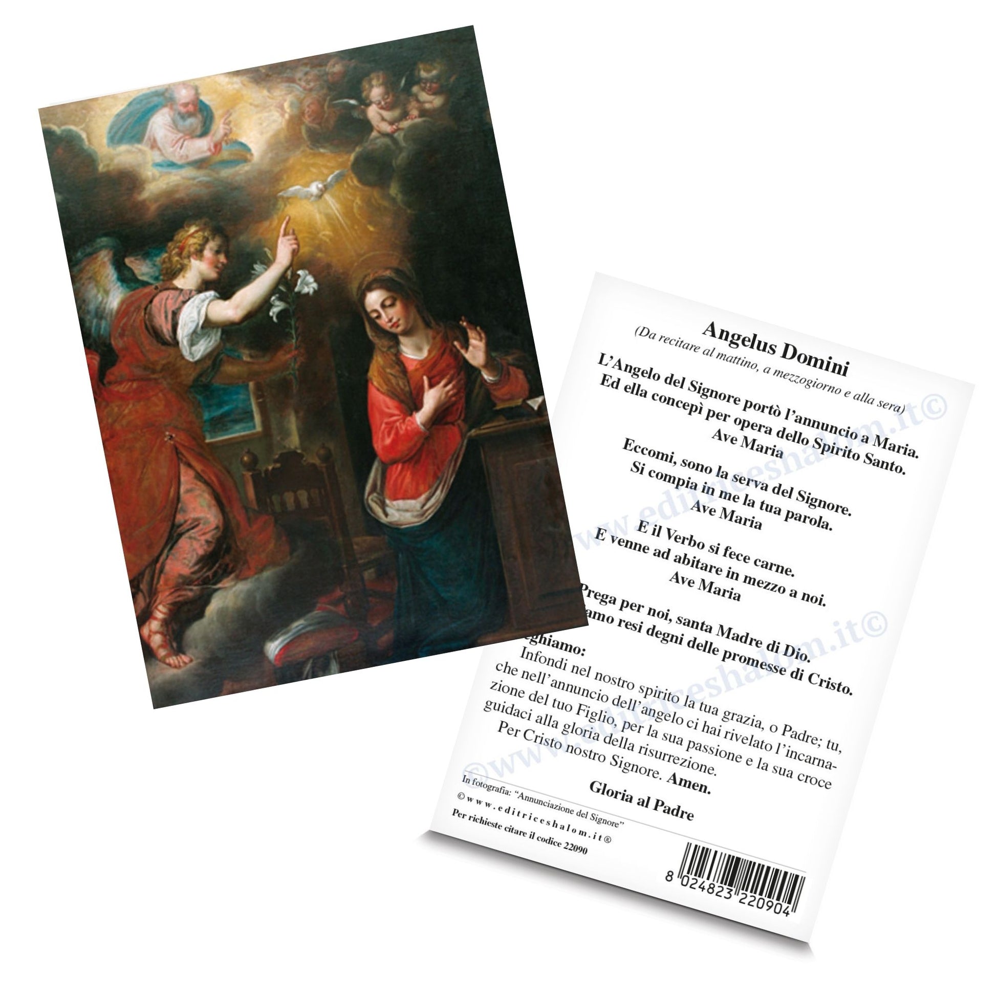 Cartolina annunciazione del Signore. Sul retro "Angelus Domini"