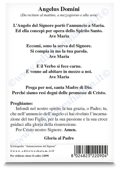 Cartolina annunciazione del Signore. Sul retro "Angelus Domini"