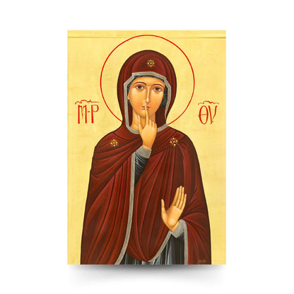 Cartolina madonna del silenzio con retro preghiera "Alla Vergine del silenzio"