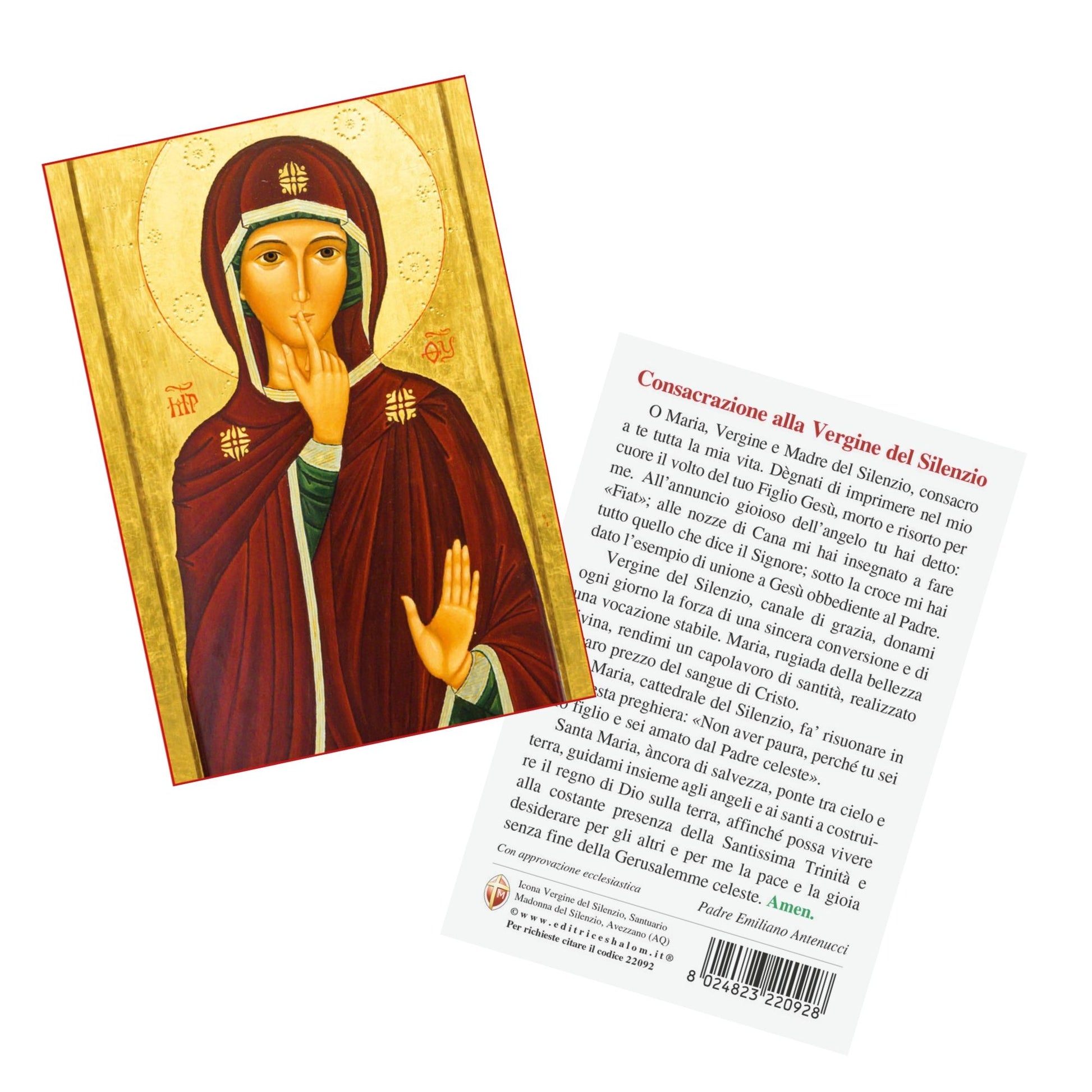 Cartolina Madonna del Silenzio cm 10x15 retro "Consacrazione alla Vergine del silenzio"