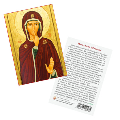 Cartolina Madonna del silenzio cm 10x15 con retro preghiera "Maria, donna del silenzio"