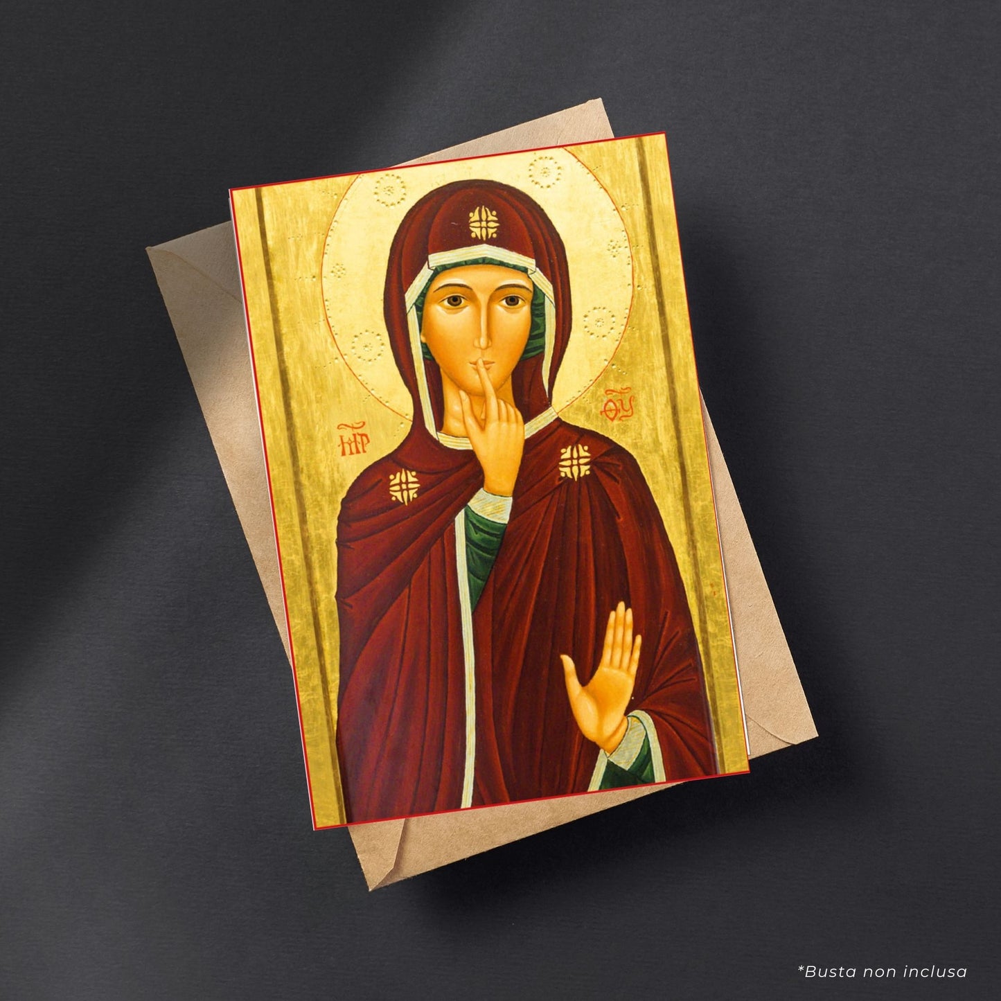 Cartolina Madonna del silenzio cm 10x15 con retro preghiera "Maria, donna del silenzio"