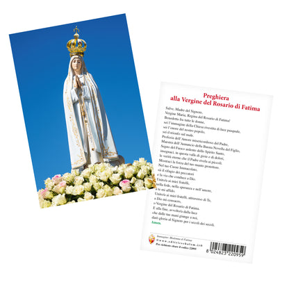 Cartolina Madonna di Fatima con retro "Preghiera alla Vergine del Rosario di Fatima"